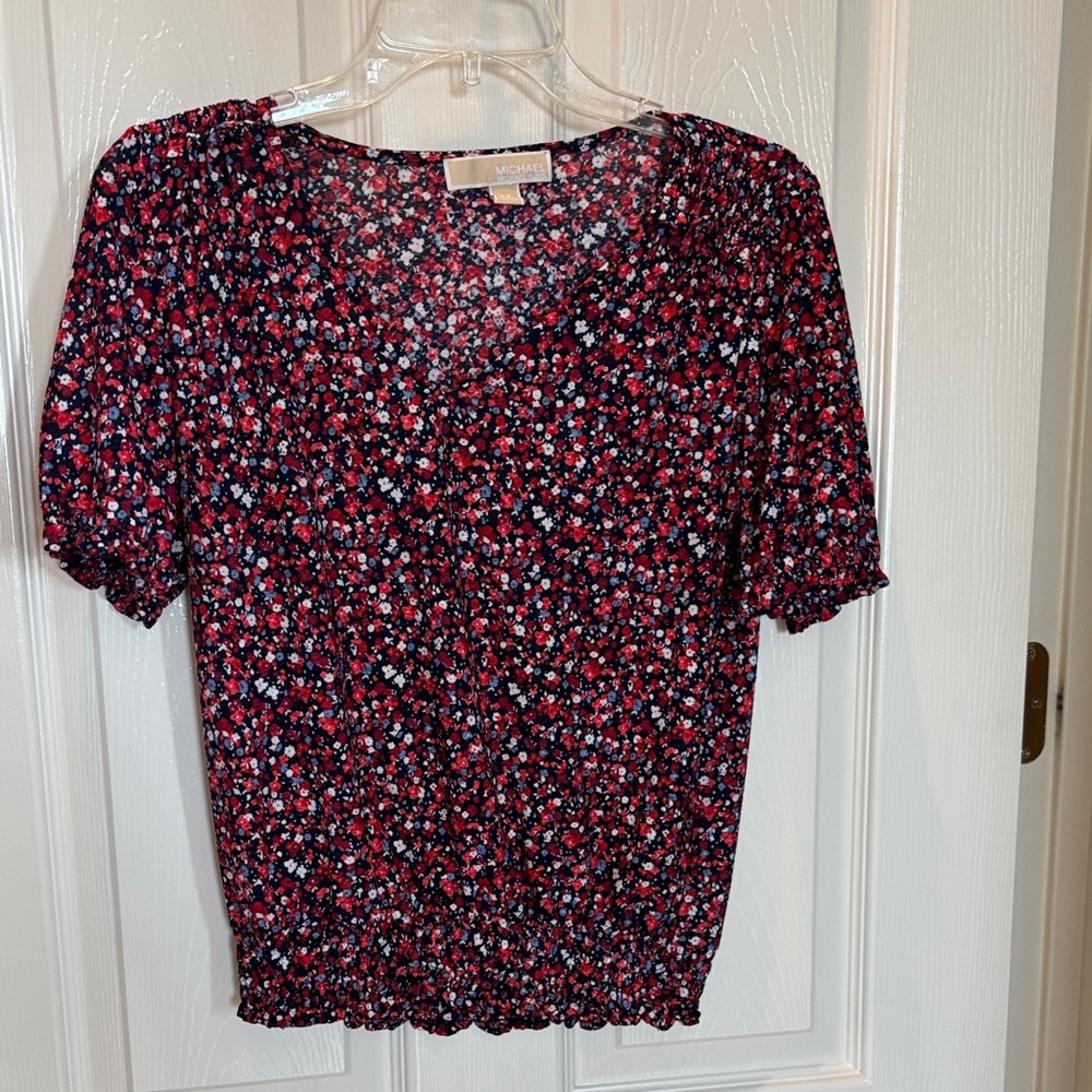 MICHAEL Michael Kors Red and Blue Floral Blouse
